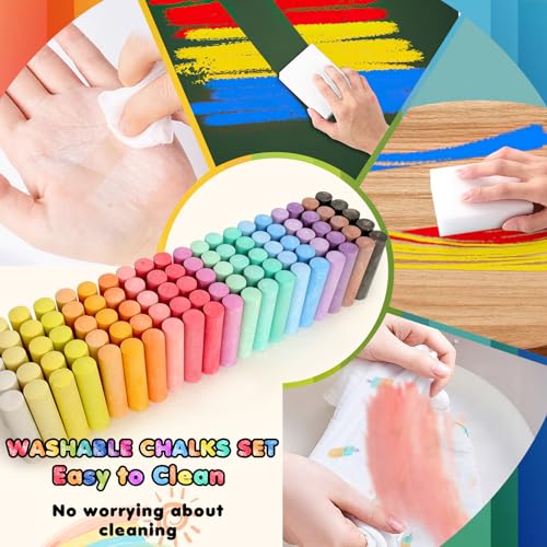 200PCS Washable Sidewalk Chalks Set in 20 Colors: Jumbo Drawing Chalk for Kids Outdoor Art, Non-Toxic Dustless Colored Giant Box Chalkboard Chalk for Toddler Painting on Blackboard, Playground, Party - Thumbnail 7