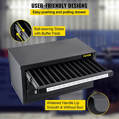 Vevor Drill Bit Dispenser Cabinet, Three-Drawer Drill Bit Dispenser, Drill Bit Organizer Cabinet, Drill Dispenser Organizer Cabinet For Jobber Length Fractional Size 1/16" To 1/2" In 1/64" Increments #TOP4