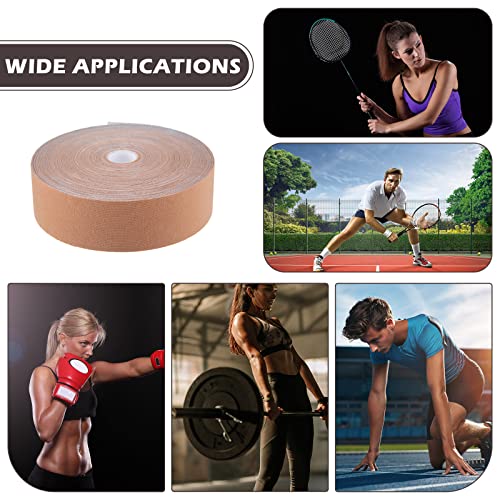 Kinesiology Tape Athletic Tape Elastic Sports Tape Roll Waterproof Athletic Skin Tape For Pain Relief Knees Wrist Elbow Shoulder Back Supports Kinesiology Recovery Tapes, 105 Feet Long, Beige (2 Inch) #TOP29