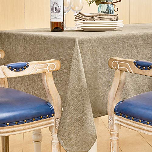 Mebakuk Rectangle Table Cloth Linen Farmhouse Tablecloth Waterproof Anti-Shrink Soft And Wrinkle Resistant Decorative Fabric Table Cover For Kitchen (Oblong 52 X 70 Inch (4-6 Seats), Mocha) #TOP4