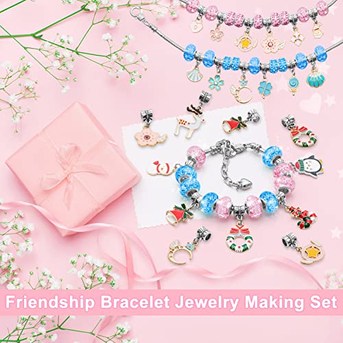Taodudu Charm Bracelet Making Kit,Bracelet Making Kit For Girls Jewelry Making Kit Crafts Gifts Set For Girls Teens Age 4-12 (Pink) #TOP1