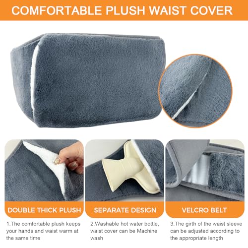 Jsdoin Hot Water Bottle with Soft Plush Wrap Around Wearable Warm Water Bag for Period, Hand Feet, Back, Legs, Waist Pain Relief - Image 2