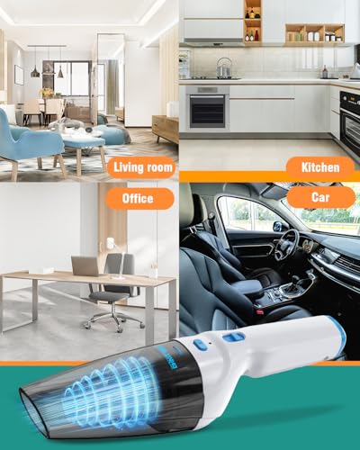 Handheld Vacuum Cordless, 9500PA Car Vacuum Portable Cordless with Powerful Suction, Lightweight & Portable Handheld Vacuum with Large-Capacity Battery for Car/Home/Pet