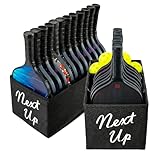 MyGift Portable Foldable Pickleball Paddle Queue Baskets – Holds Up to 24 Paddles, Black Fabric Organizer with Ball Compartment & Next Up Marker for Indoor and Outdoor Courts, Set of 2
