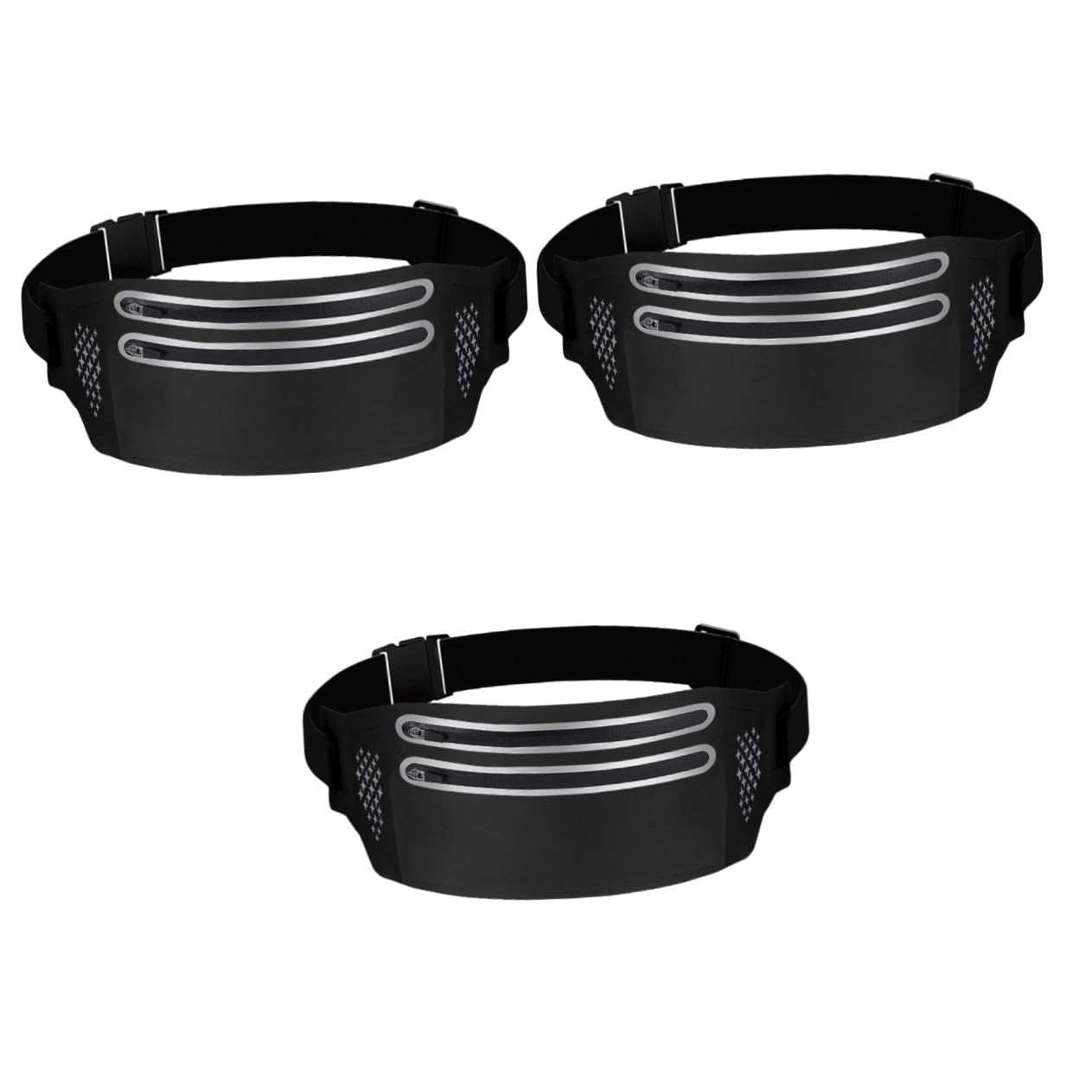 VANZACK 3stücke Slim Waist Pack Für Sport Und Outdoor-aktivitäten wasserdichte Handy-Tasche Mit Doppelreißverschluss Und Kopfhörerloch Verstellbarer Hüftgurt Für Joggen Radfahren