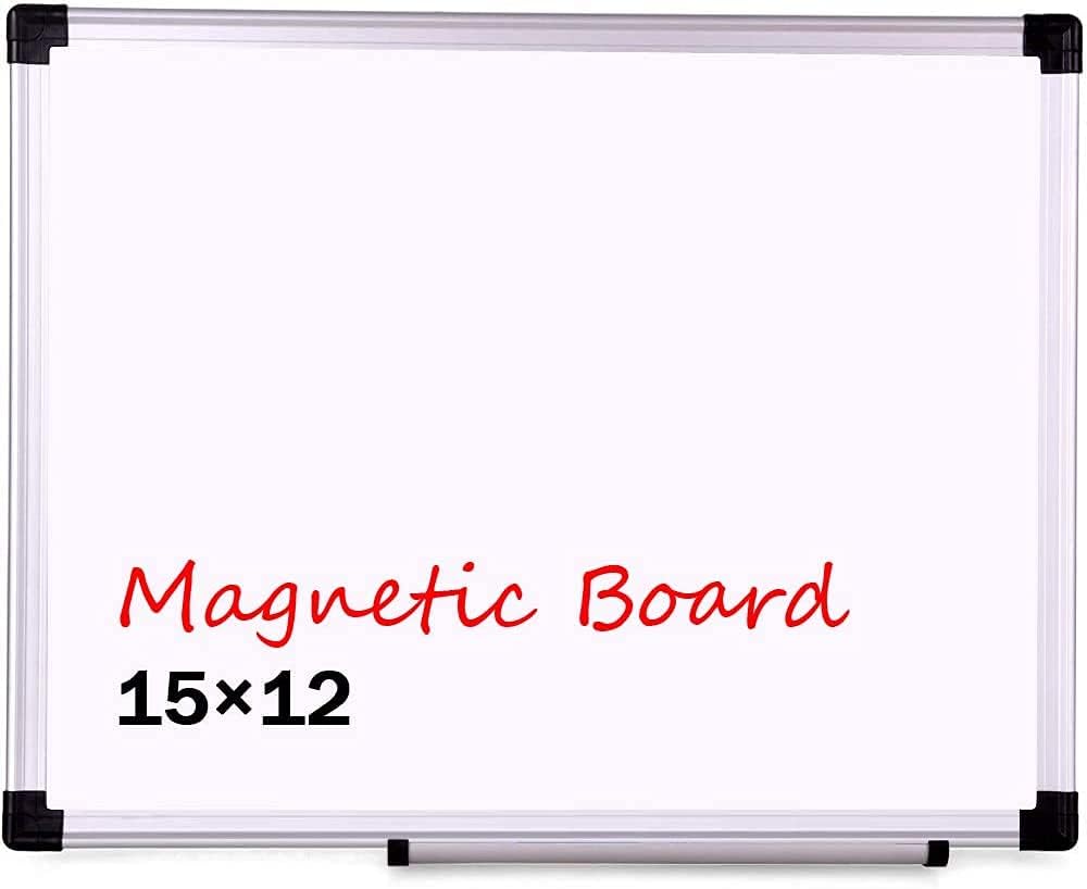 XBoard Small Magnetic Dry Erase White Board, 15 x 12 inch Aluminum Framed Magnet Whiteboard for Wall, Hanging Message Scoreboard Dry Erase Board for Home School Office