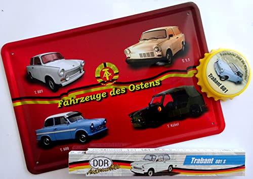 vielesguenstig-2013 Geschenk Set Trabant 3tlg. DDR Trabi 500 601 Kübel Geburtstag Blechschild Zollstock Flaschenöffner vielesguenstig-2013 Geschenk Set Trabant 3tlg. DDR Trabi 500 601 Kübel Geburtstag Blechschild Zollstock Flaschenöffner