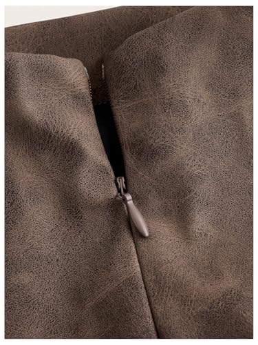 Women's PU Leather Ruched Bodycon Dresses Mock Neck Sleeveless Zipper Mini Tank Dress3