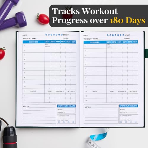 5 MINUTES A DAY Fitness/Workout Journal for Women & Men, Workout Log Book to Track Exercise Progress, 6 Months Running Journal Workout Equipment Home Gym Gift-Dark Green - Image 4