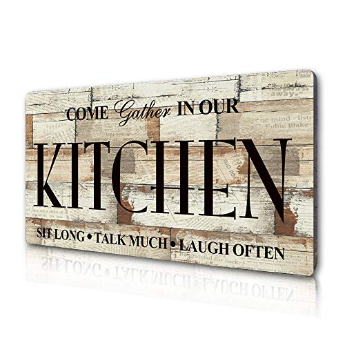SAC SMARTEN ARTS Kitchen Signs Farmhouse Kitchen Wall Decor Rustic Kitchen Wall Art-Come Gather in Our Kitchen-Kitchen Signs Wall Decor Size 16"x8"