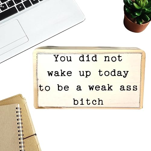 Miniatura 7 de Divertido eslogan decorativo, What (and I can't stress this enough) the f*ck - Divertido letrero de madera para escritorio de oficina, adornos de