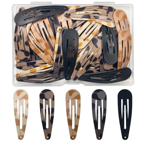 ELANE 50 Pcs Waterdrop Snap Hair Clips for Women Girl,Cute Hair Barrettes for Women Fine Thin Hair Accessories (5-colors)