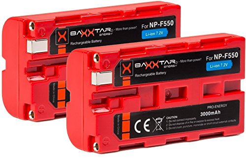 2X BAXXTAR Pro Compatible avec Batterie Sony NP-F550 (Vrai 3000mAh)