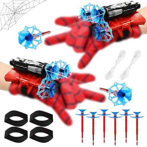 RCYHCY Conjunto de 2 luvas lançadoras de aranhas, luvas de lançador, luvas de lançador de Spider, luvas Spider criança, Web Shooter Spider para crianças, luvas de plástico Cosplay para crianças