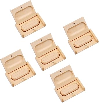 5 PCS USB Flash Driver Wood USB Memory Stick Pen Drives with Wooden Box Maple Wood, 2.0 64GB
