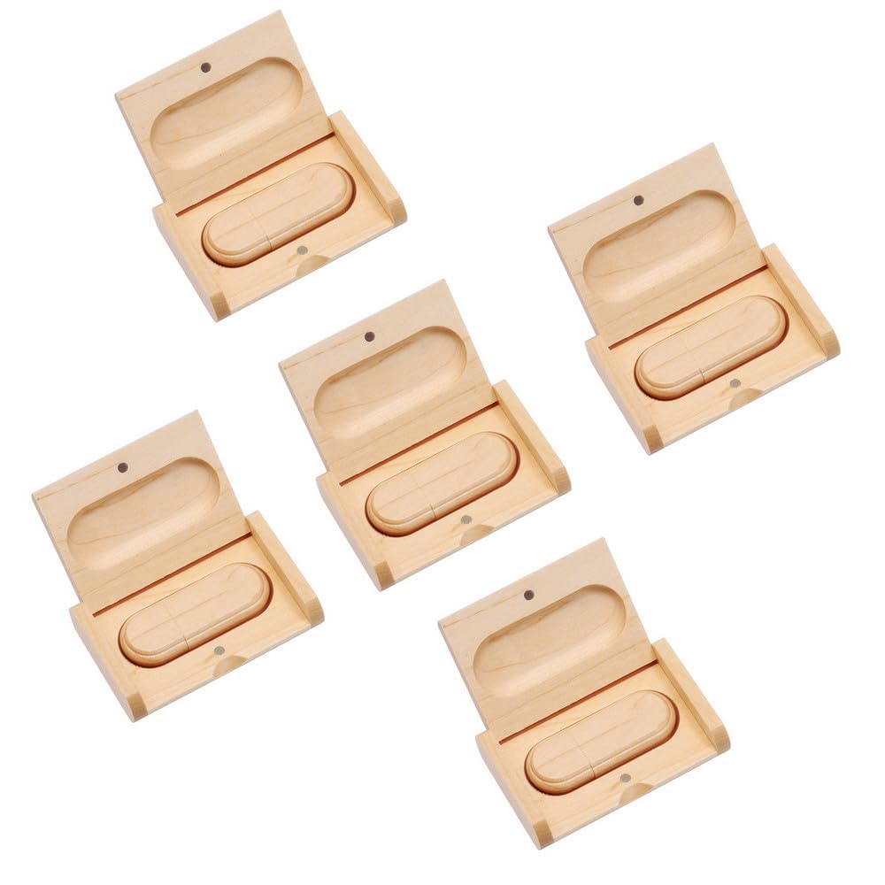 5 PZ Chiavette USB Flash Drive in Legno USB Memory Stick Pen Drive con Scatola di Legno (Legno d'Acero, 3.0 8GB)