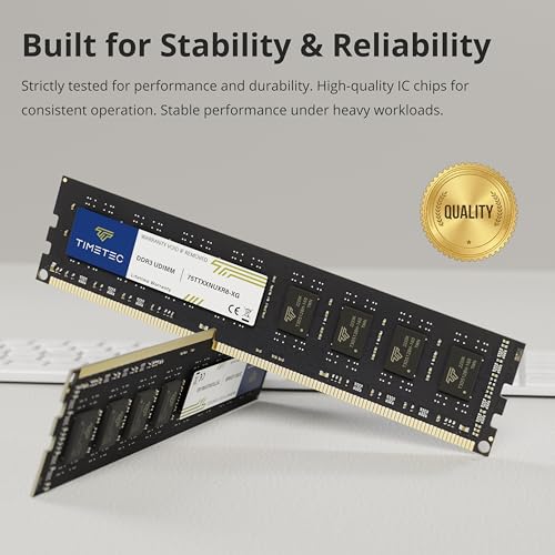Image of Timetec 8GB DDR3 / DDR3L 1333MHz PC3-10600 Non-ECC Unbuffered 1.5V / 1.35V CL9 2Rx8 Dual Rank 240 Pin UDIMM Desktop Memory RAM Module Upgrade (8GB)