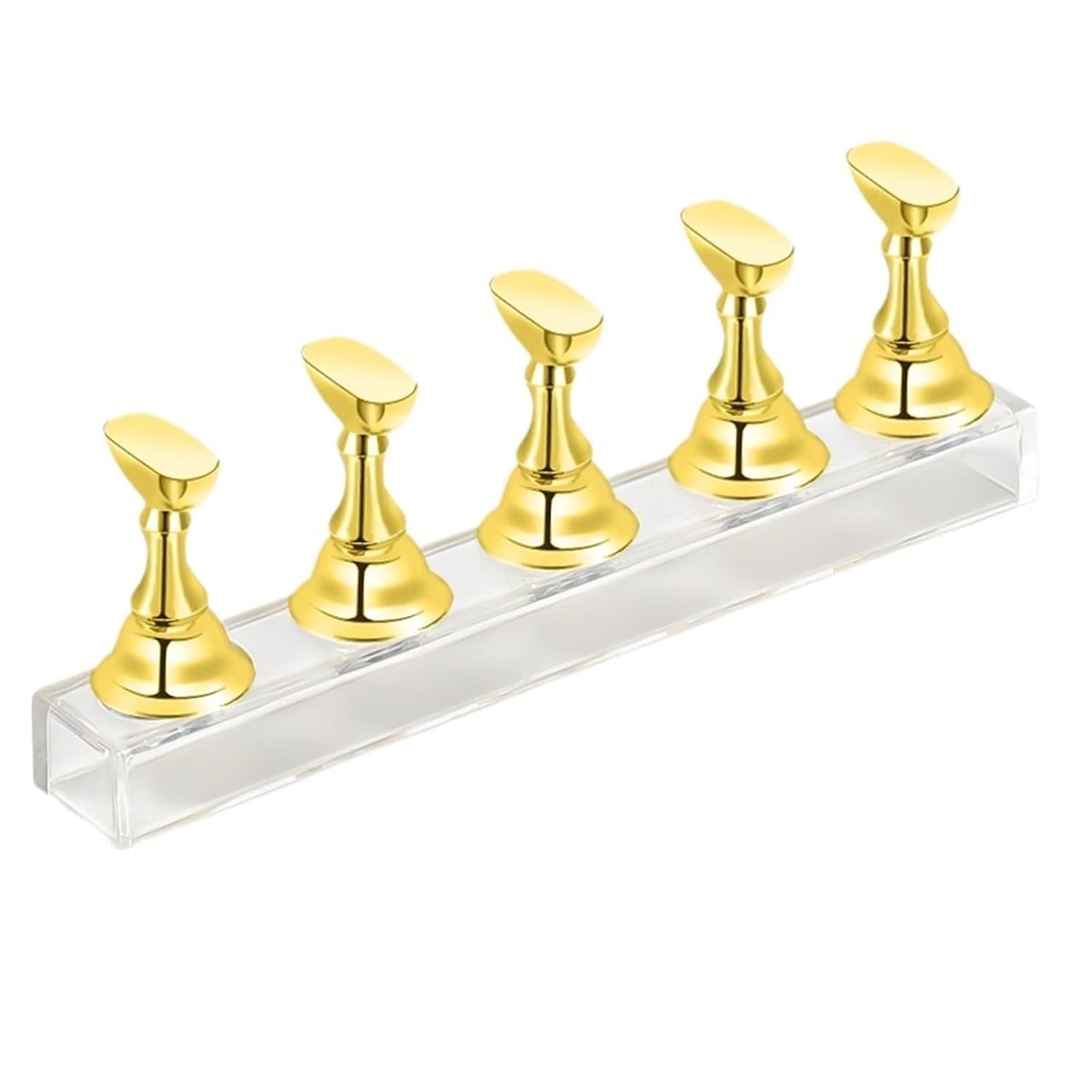 Nail Stand 5sets Magnetic Nail Tips Practice Display Stand Set Acrylic Nail Art Holder Gel Polish Showing Shelf For Manicure(Gold)
