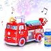 ArtCreativity Bubble Blowing Fire Engine Toy Truck for Kids - Awesome Light Up LED and Siren Effects - Bubble Solution and Funnel Included - Best Birthday for Boys and Girls 5+