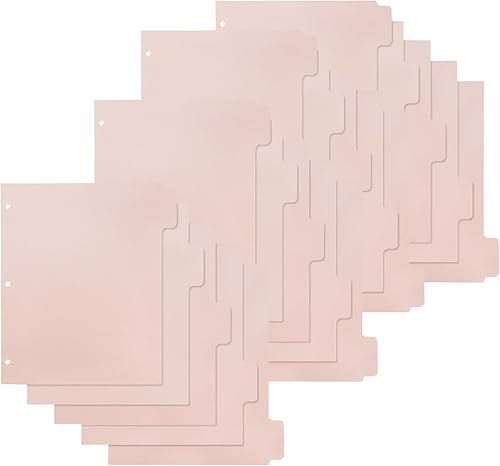 Buqoo Juego de separadores de plástico de 3 anillas, separadores de 5 pestañas, separadores de hojas, separadores de páginas, separadores de índice