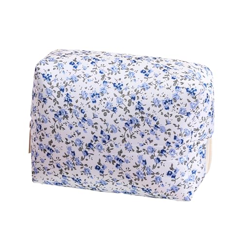 JCUGSBS Trousse de Maquillage matelassée de Grande capacité en Coton Doux Motif Floral pour pinceaux de Maquillage et Accessoires de beauté