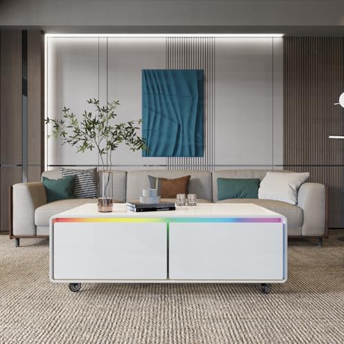 Smart Coffee Table with Wireless Charging & Speakers