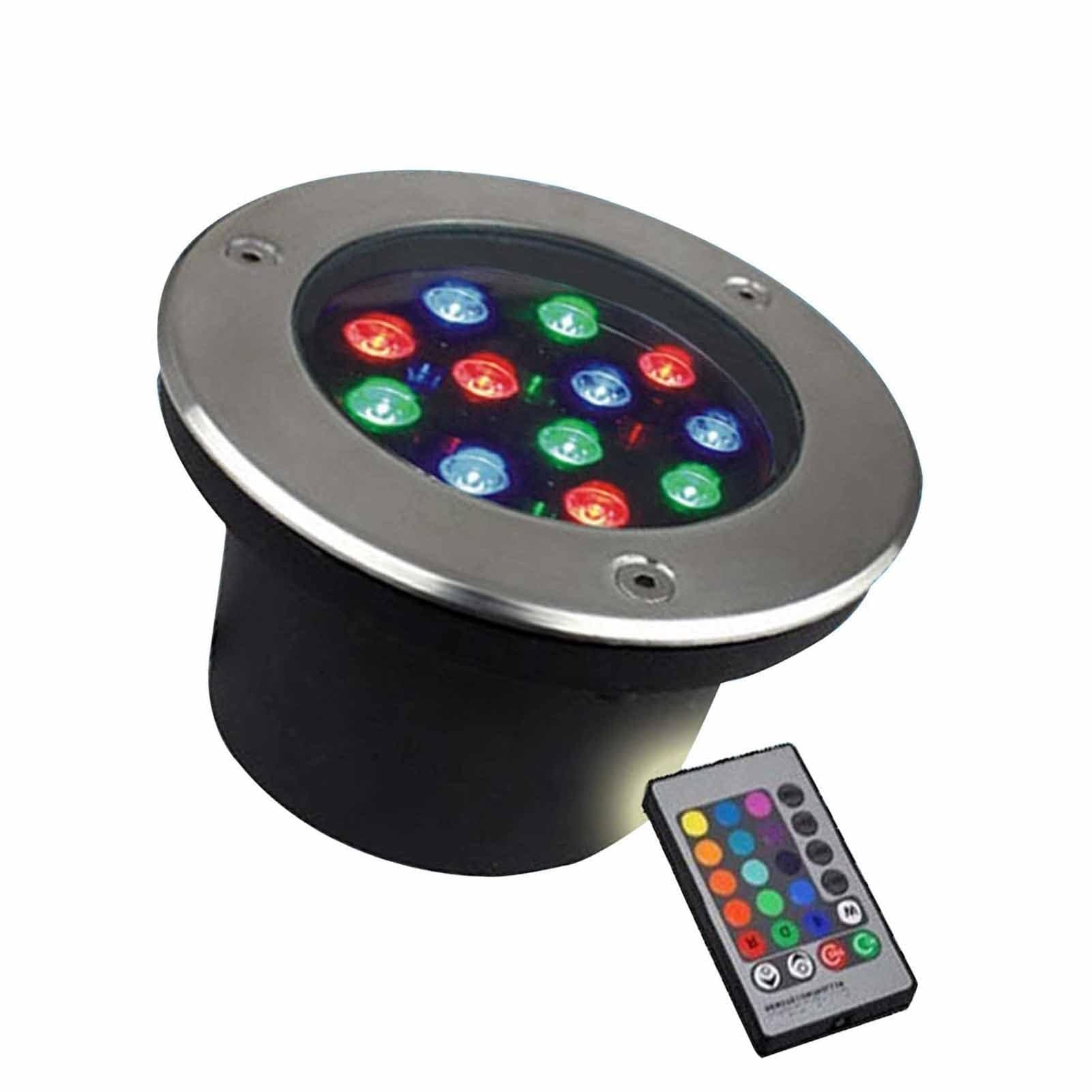 Faretto Subacqueo Incasso - RGB Faretti per Piscina, Faretto da Incasso con Telecomando RF Impermeabile IP68, Faretto da Giardino in Acciaio Inossidabile, per Terrazza con Laghetto(12V,12W)