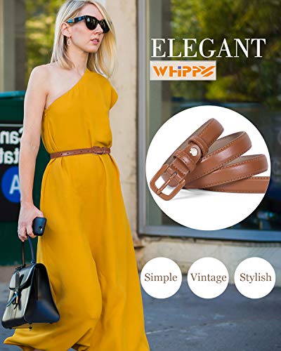 Whippy Women Skinny Leather Belt Thin Waist Jeans Belt For Pants In Pin Buckle Belt, Black/Brown, Suit Pants 24-29 Inches #TOP2