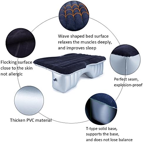 FMS 44UM Ultra-thick material Car Travel Inflatable Mattress SUV Air Mattress Double Bed for Back Seat Extended Couch for SUV, MPV, Cars and Trucks.Home,car,outdoor Camping Universal