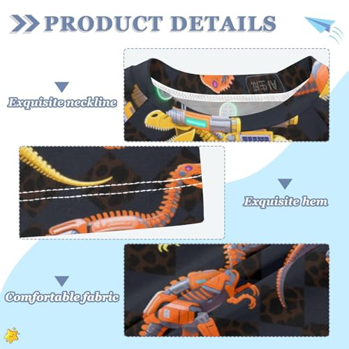 Mecha Dinosaur Roaring T-rex Orange Black Short Sleeve Girl Bathing Suit Little Girls Swimsuit Girls Rash Guard for 3-12 Years Traje de bano de Sirena para nina3