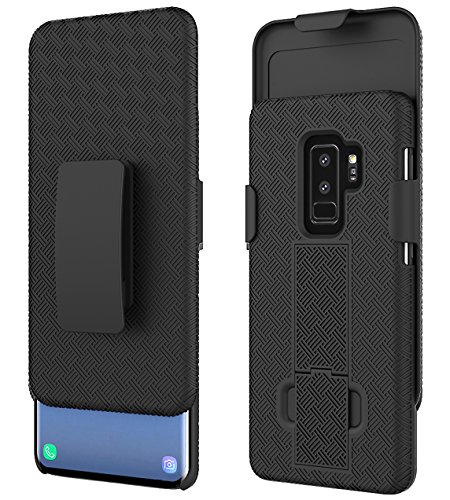Ailiber Galaxy S9+ Plus Slim Armor Holster Clip Case, Combo Dual Layer Shock Proof Screen Shell Portable Protector, Rotate Belt Clip Built-in Kickstand for Samsung Galaxy S9+Plus (6.2 inch) - Black