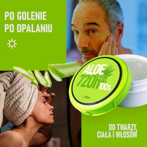 Tradicity ORGANIC FARM - Aloe Vera 720H, Żel Aloesowy 100% Naturalny, Nawilżanie i Uspokajanie Skóry, Wzrost i Ochrona Włosów, Przezroczysty, 2000 ml