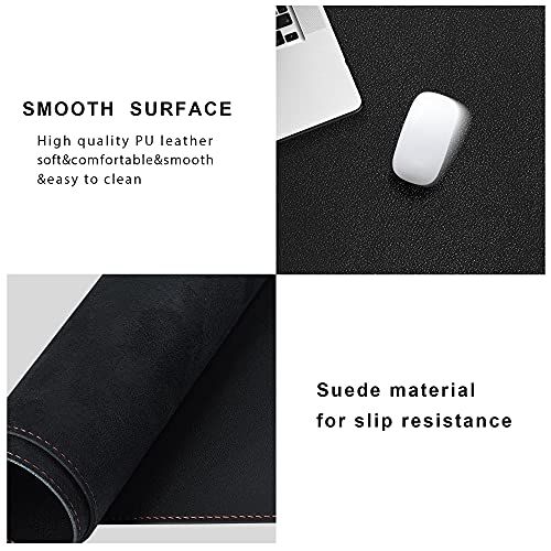Zoresyn L-Shaped Gaming Desk Mat Mouse Pad, Computer Corner Desk Pad, 55" Home Office Writing Desk Pad Protector, Large Waterproof Pu Leather Corner Mousepad - Black, (137+140) X40Cm #TOP2