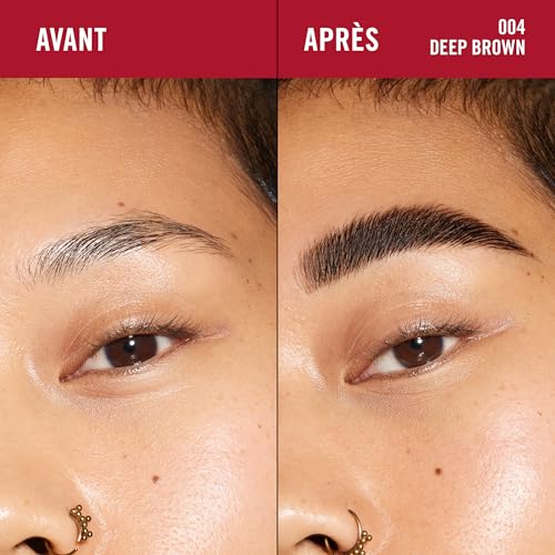 Rimmel Wonder'Freeze Gel de Fixation des Sourcils, Cire à sourcils, sculpte les sourcils, non collant, application propre, léger, formule vegan, 6 g, 004 Deep Brown