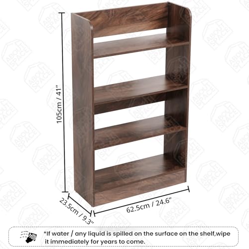 Image of ABOUT SPACE Bookshelf for Home - 4 Tier Books Rack for Study Room Multipurpose Open Shelf for Home, Office, School Engineered Wood Book Organizer Shelf (Walnut - L 62.5 x B 23.5 x H 105 cm)