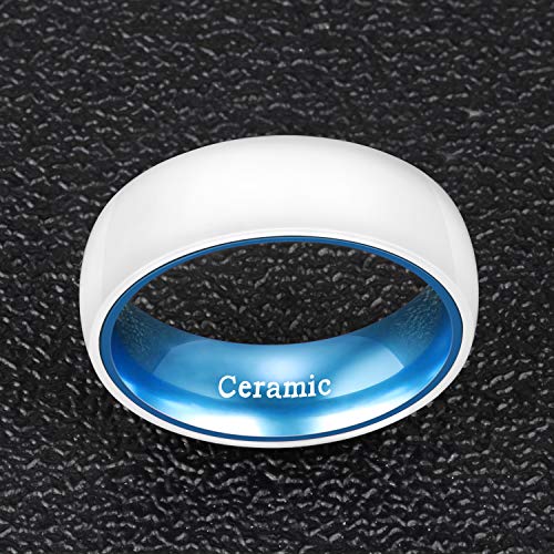 POYA White Ceramic Ring 6mm 8mm Wedding Band for Men Women Inlay Anodized Aluminum Liner Comfort Fit3