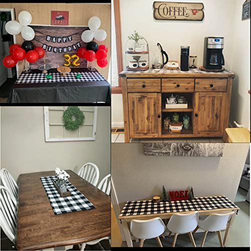 Buffalo Plaid Table Runners, Buffalo Check Table Runner, Farmhouse Home Decor For Indoor Dinner Party Holiday (Black And White, 13*48 Inches) #TOP4