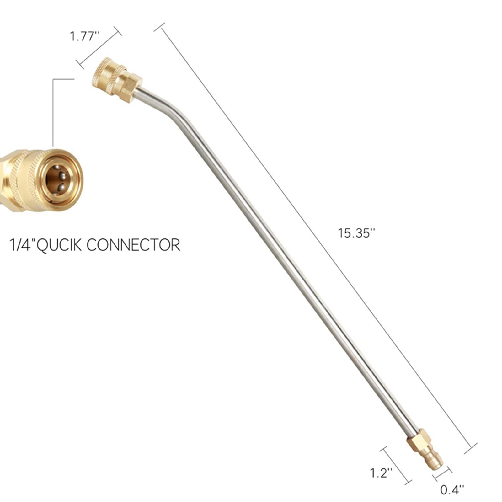 Pressure Washer Gutter Cleaner Attachment With 1/4 Inch Quick Connect 4000 Extension Wand Easy Installation For Home Extension Wand For Pressure Power Washer Brass & Stainless Steel Extension Wand