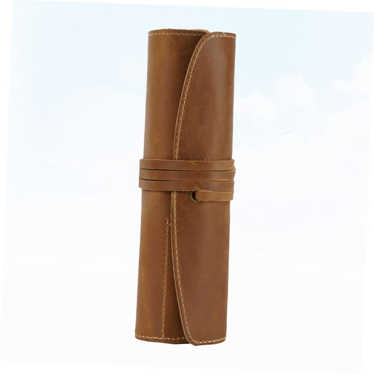 SHOWERORO Estuche Vintage De Cuero para Bolígrafos Diseño Retro Portaminas Bolsa De Lápices Estuche De Pluma