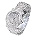 Techno Pave Men's 45mm Iced Diamond Roman Dial Watch - Quartz Movement (Silver)