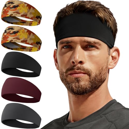 Image of Sweat Band, 5 Pack Headband Moisture Wicking for Running Sports