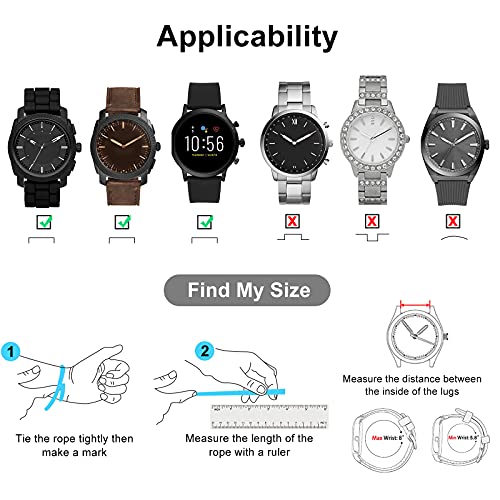 SANWA 24mm Black Straps Silky Soft Rubber Watch Bands for Most Traditional Watches and Smart Watches Diver Watch - Thumbnail 3