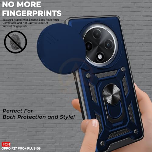 Image of Armor Bumper Back Cover Case for Oppo F27 PRO Plus 5G | Rotating Camera Cover, Ring Holder & Kickstand | Heavy Duty & 360 Degree Protection Oppo F27 PRO Plus 5G Back Cover (Blue)