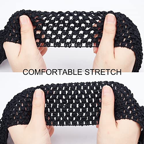 Gorgecraft 5.5 Yards 2.8" Wide Elastic Crochet Headband Ribbon Crochet Stretch Trim Fabric For Hair Accessories Tube Top, Black #TOP2