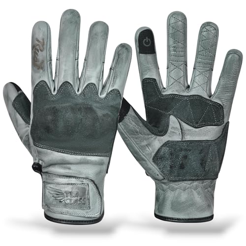 TLA Rust Luvas de motocicleta couro vintage, proteção contra insetos contra impactos, homologados CE, 2XS a 4XL para homem, mulher, luvas de café Racer, personalizado, scooter, Quad, ecrã tátil