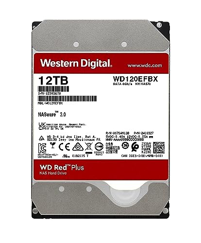 Image of Western Digital 12TB WD Red Plus NAS Internal Hard Drive HDD - 7200 RPM, SATA 6 GB /s, CMR, 512 MB Cache, 3.5 inch - WD120EFBX