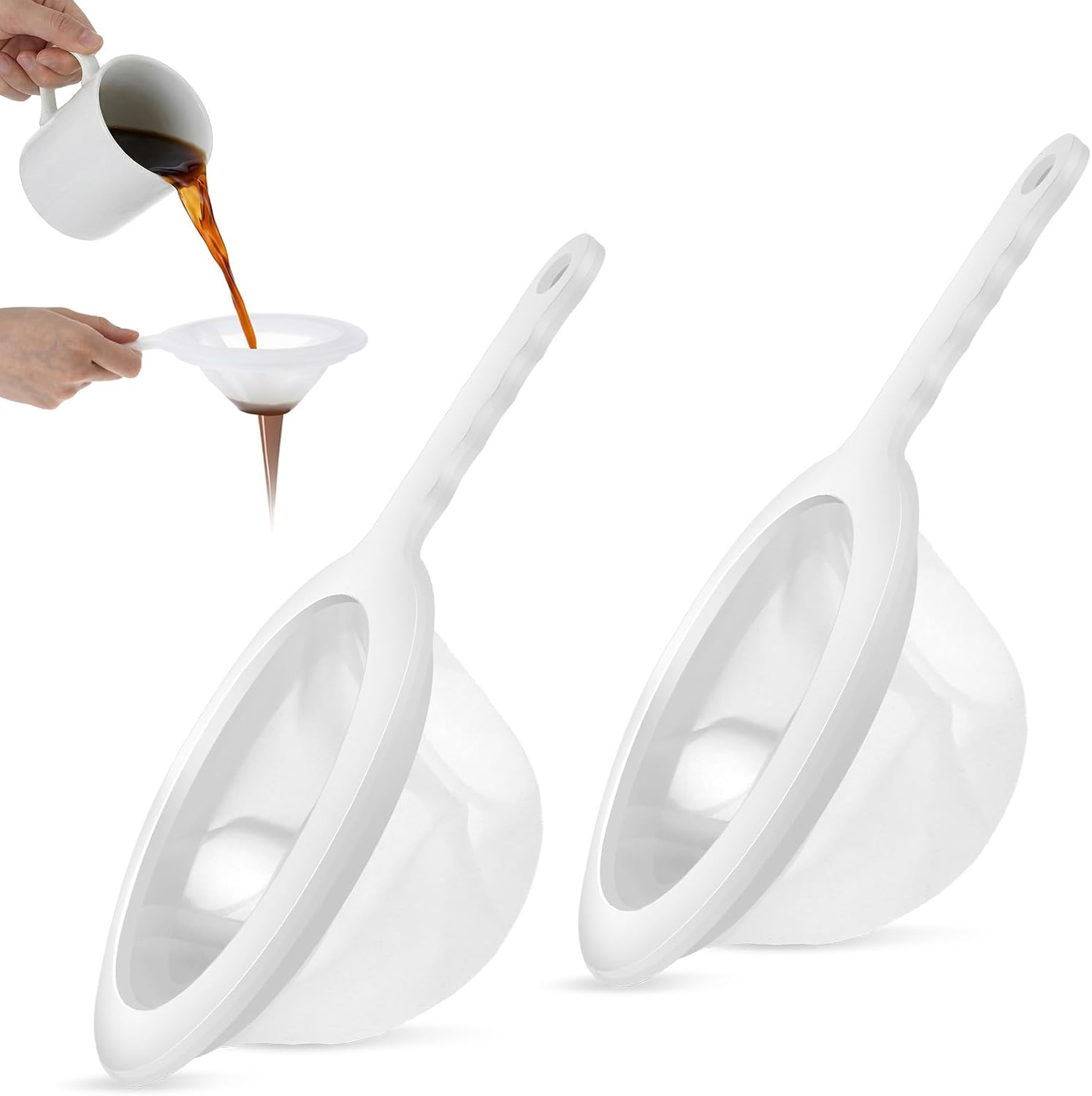 2 PCS Ultra Fine Mesh Strainer, 120 Mesh Plastic Strainer with Handle, Nylon Strainers Fine Meshes, Kitchen Strainer for Juicing with Handle for Coffee Soy Milk Juice Tea