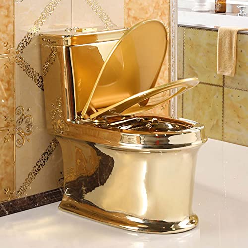 Inodoro dorado con descarga potente en espiral de 360°, baño de hotel super, desodorante para hogar, inodoro creativo de cerámica miniatura 2