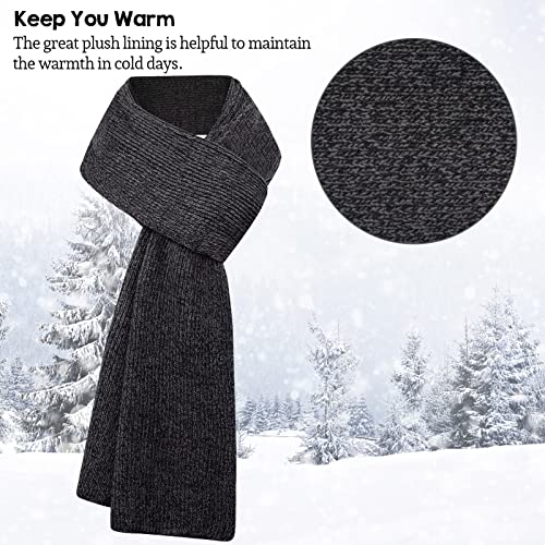 Men & Women Winter Knit Hat Beanie Long Scarf Touchscreen Gloves Set Skull Cap Neck Warmer Gloves Set With Fleece Lined Dark Gray #TOP4