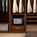 Sejf z Kluczem, Cyfrowe Zabezpieczenie Ognioodporna Szafka Domowa Sejf ścienny z elektroniczną klawiaturą na Pieniądze Gotówka Biżuteria Dokumenty Biuro Hotel Dom Biznes 23x17x17cm